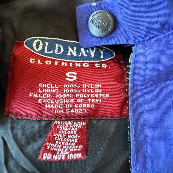 Old Navy Vintage Windbreaker Jacket Men’s Small Blue Black Hooded - Picture 4 of 6